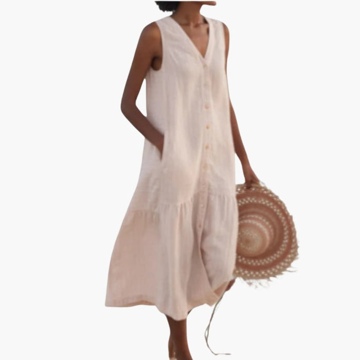 Women’s Midi Shirt Dress with Button Front