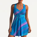 Women’s Ocean Blue Striped Two-Piece Tankini Swimsuit
