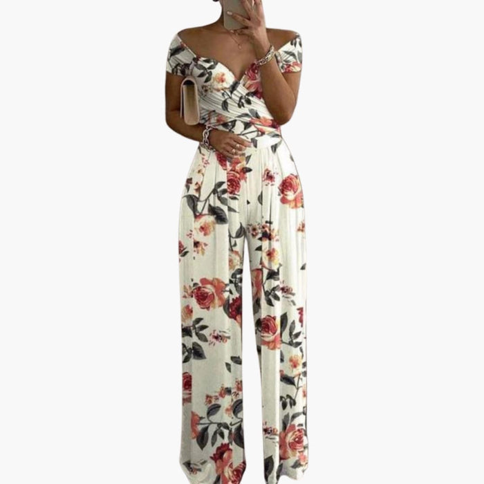 Women’s Off-Shoulder Jumpsuit with Textured Surface