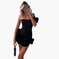 Women’s One Shoulder Ruffle Dress with Asymmetric Neckline