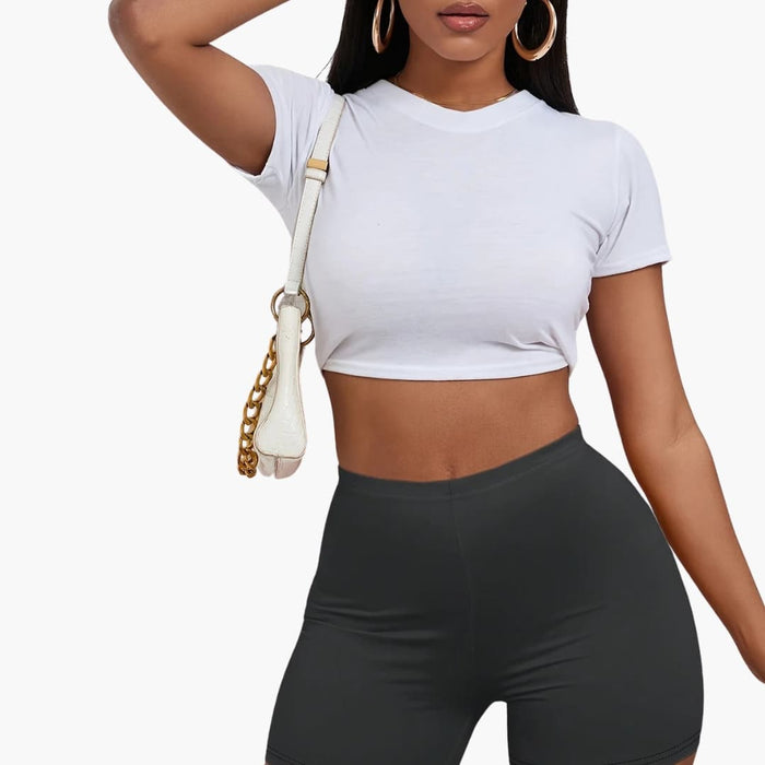 Women’s Outfit Set with Cropped T-Shirt and Shorts
