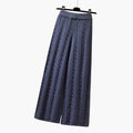 Women's Palazzo Trousers with Elastic Waistband and Cable Knit Pattern