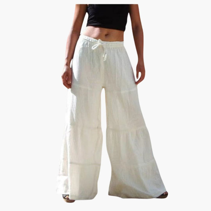 Women’s Palazzo Trousers with Elastic Waistband and Wide-Leg Cut