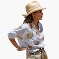 Women’s Blouse with Printed Surface and Round Neck