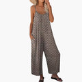 Women’s Printed Jumpsuit with Adjustable Straps and Pockets – One-Piece