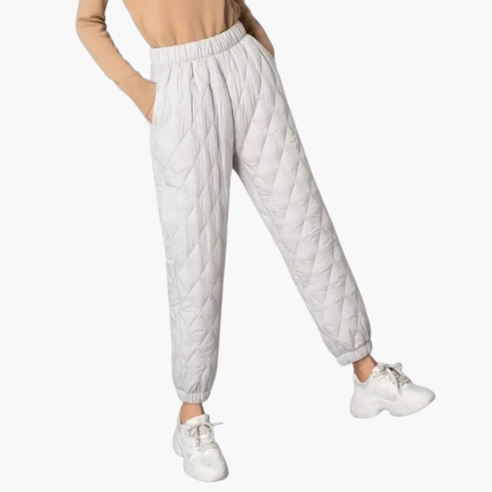 Women’s Quilted Jogging Trousers with Elastic Waist and Cuffed Hem