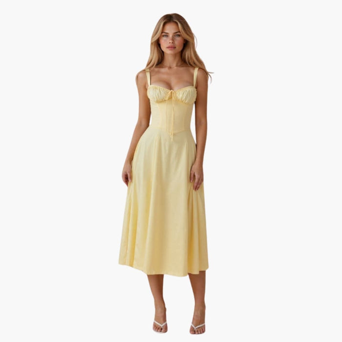Women’s Sleeveless Midi Dress with Fitted Waist