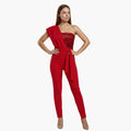 Women’s Sleeveless Patchwork Sequin Straight Leg Jumpsuit