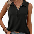 Women's Sleeveless Polo Shirt with Zip Front