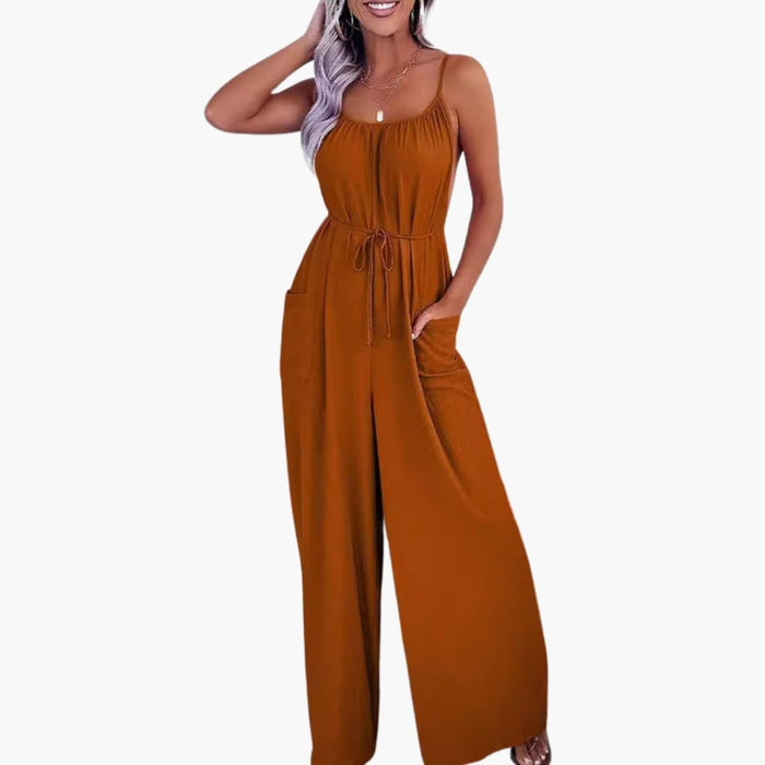 Women’s Spaghetti Strap Jumpsuit with Pockets – One-Piece Design