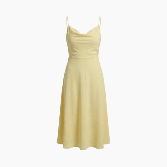 Women’s Square Neck Maxi Dress with Back Lace-Up Waist