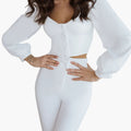 Women's Sweetheart Neck Puff Sleeve Crop Top