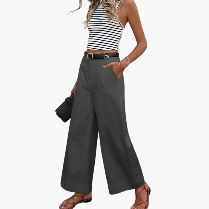 Women's Trousers with High Waist and Side Pockets