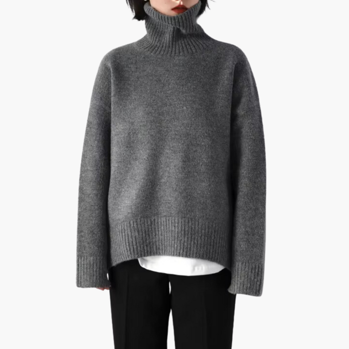 Women’s Turtleneck Jumper with Long Sleeves and Ribbed Texture