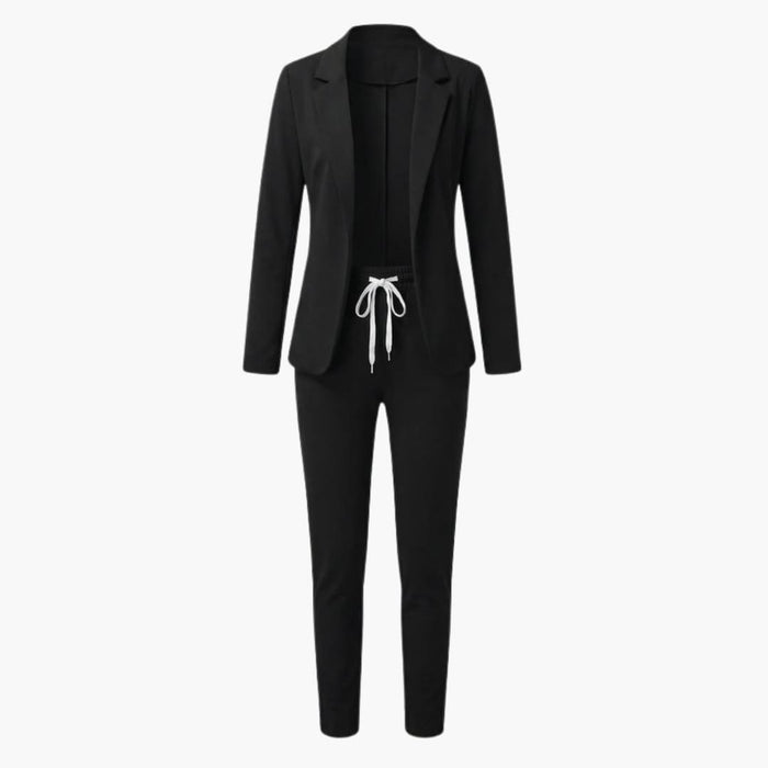 Women’s Two-Piece Blazer Set – Notched Lapel Jacket and Ankle-Length Trousers