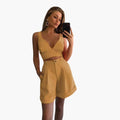 Women’s V-Neck Crop Top and Shorts Set – Summer Two-Piece Outfit