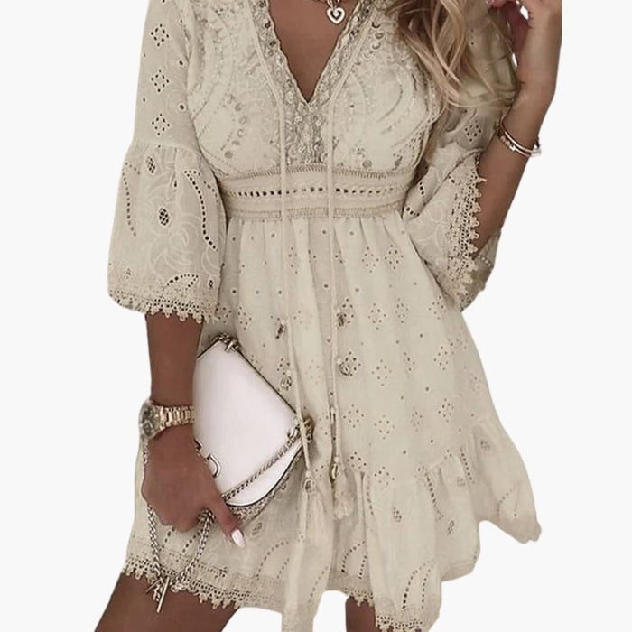 Women’s V-Neck Dress with Straight Fit