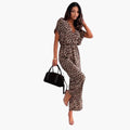 Women’s V-Neck Jumpsuit with Printed Design – Wide Leg One-Piece