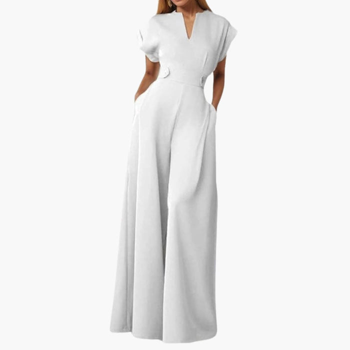 Women’s V-Neck Jumpsuit with Side Pockets