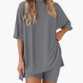 Women's V-Neck Top and Elastic Waist Shorts Two-Piece Set