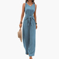Women’s V-Neck Wide Leg Jumpsuit – Sleeveless One-Piece Outfit