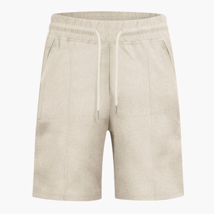 Women's Waffle Shorts with Elastic Waist and Straight Legs