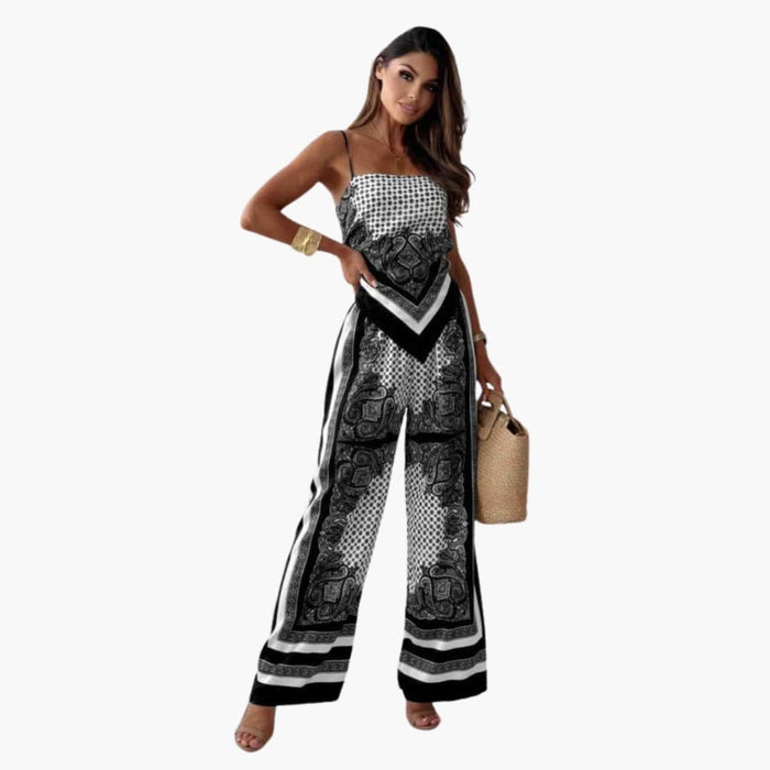 Women’s Wide Leg Jumpsuit with Adjustable Straps