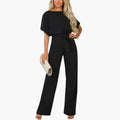 Women’s Wide Leg Jumpsuit with Tie Belt