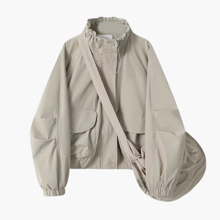 Women’s Windbreaker Jacket with Elastic Cuffs and Front Pockets