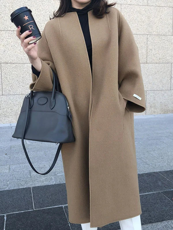 Women's Longline Open-Front Coat with Relaxed Fit