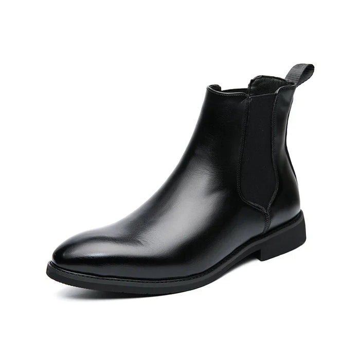 Men's Brown Chelsea Boots Elastic Side Panel Ankle Height