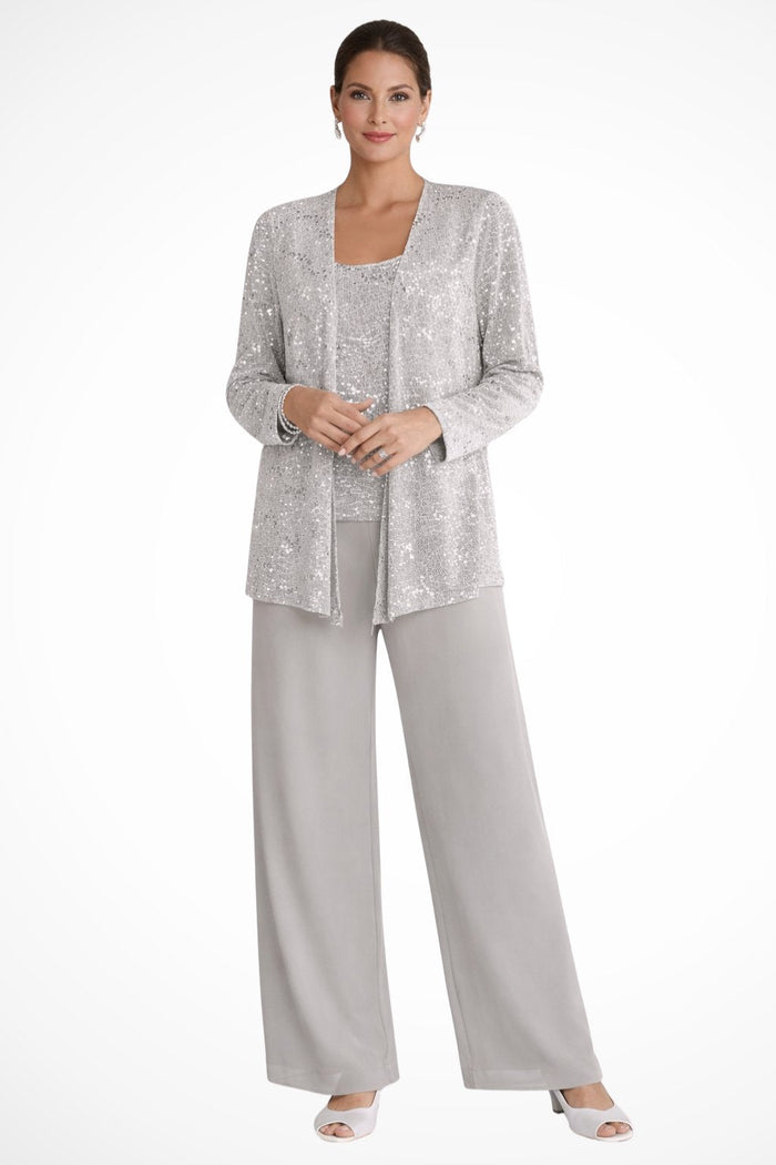 Women's Sequin Three-Piece Wide-Leg Trouser Set