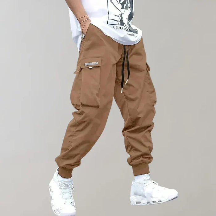 Men's Cargo Trousers with Drawstring Tapered Fit