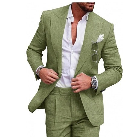 Men's Single-Breasted Suit Jacket with Notch Lapel