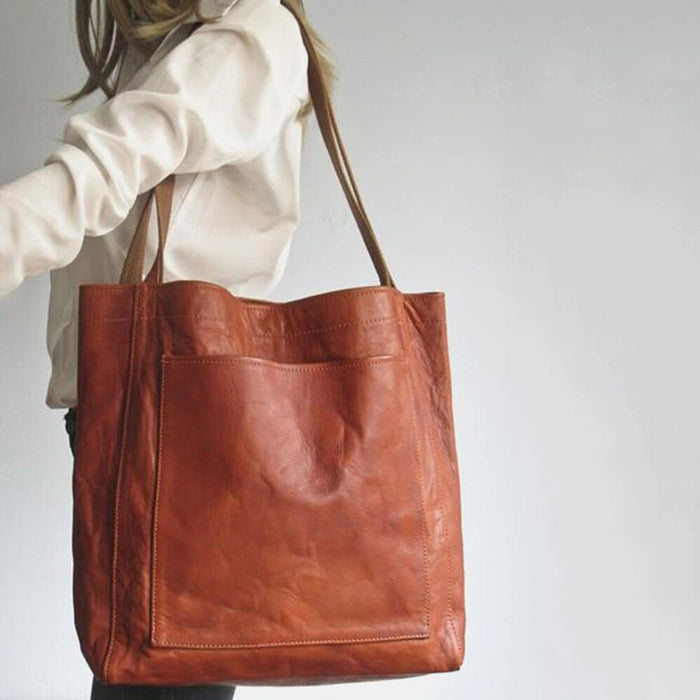 Women's Leather Tote Bag with Soft Shoulder Straps