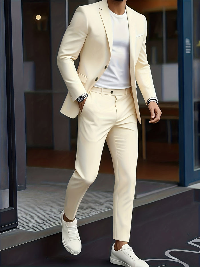Men's Tailored Two-Piece Suit with Notch Lapel