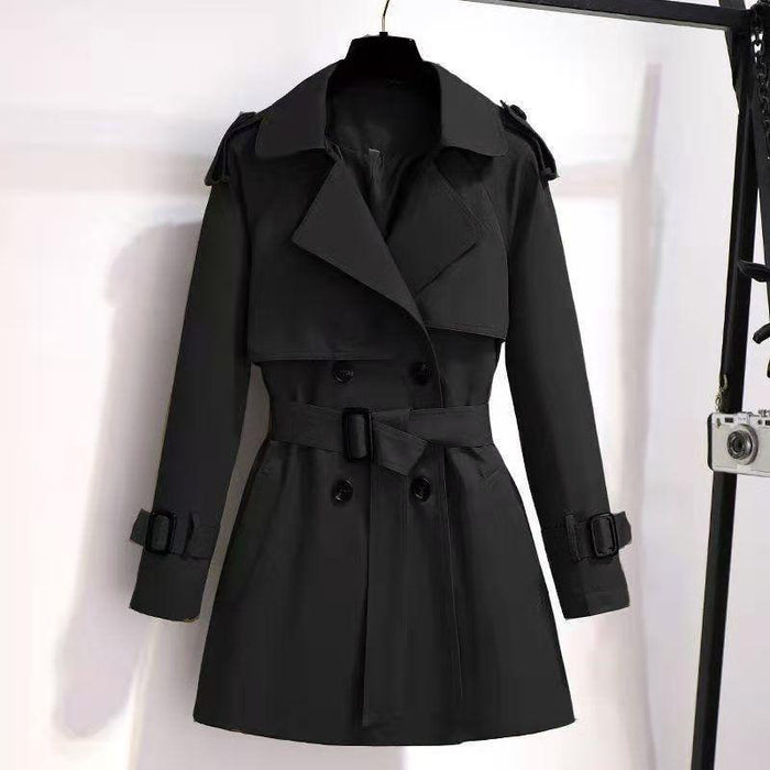 Women's Belted Trench Coat with Buckle Cuffs