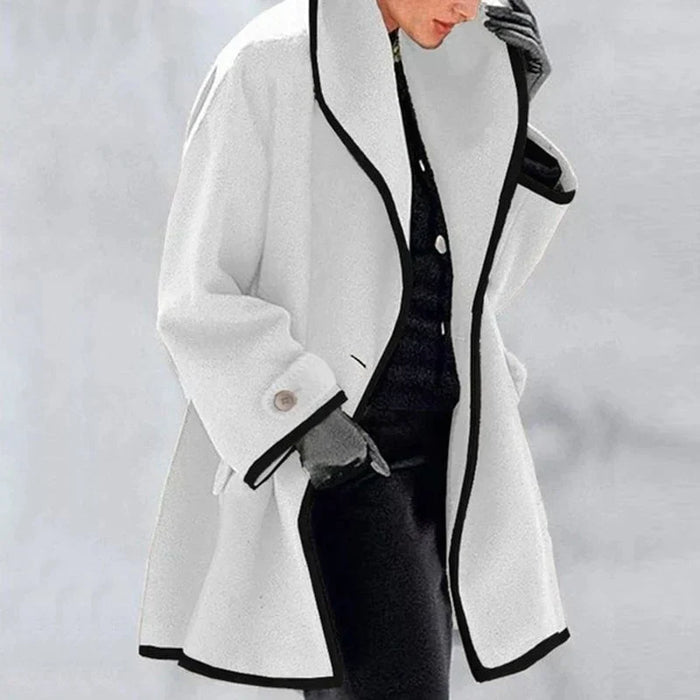 Women's Blue Oversized Trench Coat with Side Pockets