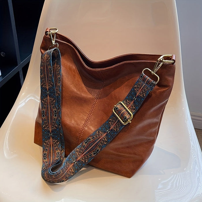 Women's Hobo Shoulder Bag with Decorative Strap
