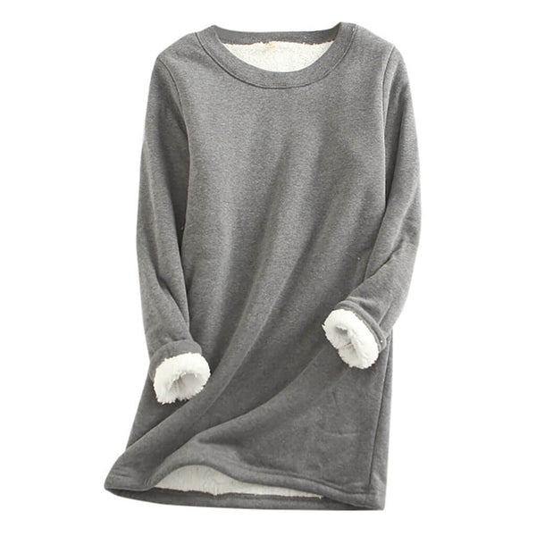 Women's Long Fleece Tunic Jumper with Sherpa Trim